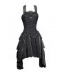 Pentagramme Black Halter Short Gothic Party Dress with Irregular Skirt