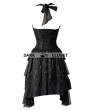 Pentagramme Black Halter Short Gothic Party Dress with Irregular Skirt