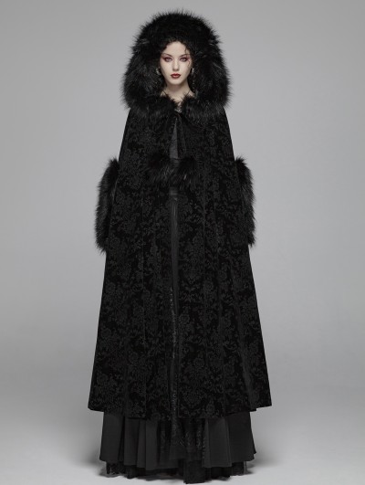 Punk Rave Black Gothic Gorgeous Winter Warm Cloak for Women