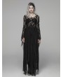 Punk Rave Black Gothic Punk Long Asymmetric Lace Dress