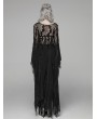 Punk Rave Black Gothic Punk Long Asymmetric Lace Dress