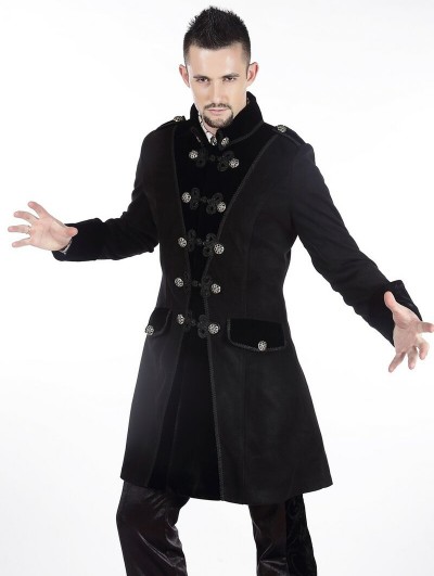 Pentagramme Black Winter Gothic Coat for Men