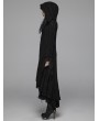 Punk Rave Black Gothic Woolen Long Hooded Cardigan for Women