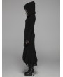 Punk Rave Black Gothic Thick Woolen Long Hooded Cardigan for Women