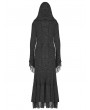 Punk Rave Black Gothic Thick Woolen Long Hooded Cardigan for Women