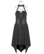 Punk Rave Black Dark Gothic Punk Halter Asymmetrical Dress