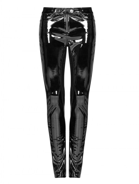 Punk Rave Black Gothic Punk Latex Slim Pants for Women - DarkinCloset.com