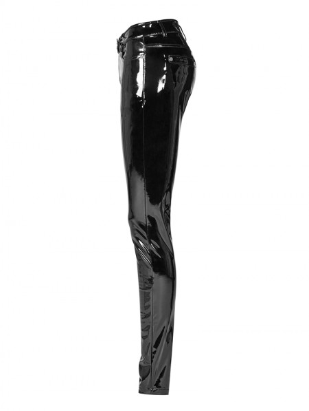 Punk Rave Black Gothic Punk Latex Slim Pants for Women - DarkinCloset.com