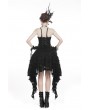 Dark in Love Black Gothic Spaghetti Strap Feather Lace Cocktail Party Dress