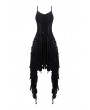 Dark in Love Black Gothic Spaghetti Strap Feather Lace Cocktail Party Dress