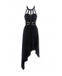 Dark in Love Black Gothic Punk Harness Style Asymmetrical Dress