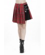 Dark in Love Red Gothic Punk Pleated Grid Irregular Hem Short Skirt