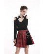 Dark in Love Red Gothic Punk Pleated Grid Irregular Hem Short Skirt
