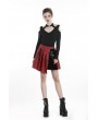 Dark in Love Red Gothic Punk Pleated Grid Irregular Hem Short Skirt