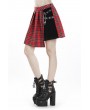 Dark in Love Red Gothic Punk Pleated Grid Irregular Hem Short Skirt
