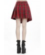 Dark in Love Red Gothic Punk Pleated Grid Irregular Hem Short Skirt