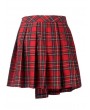 Dark in Love Red Gothic Punk Pleated Grid Irregular Hem Short Skirt