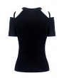 Dark in Love Black Gothic Punk Zipper Short Sleeve T-Shirt for Women
