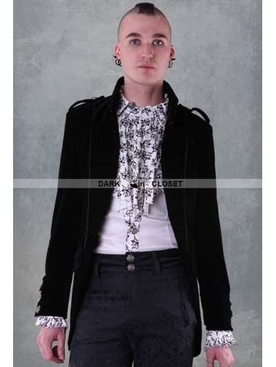 Pentagramme Black Long Sleeves Mens Gothic Coat