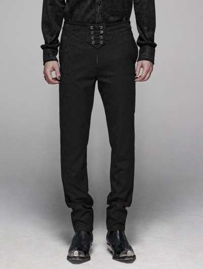 Punk Rave Black Retro Gothic Floral Swallow Suit Trousers for Men