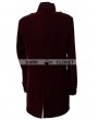 Pentagramme Wine Red Long Sleeves Mens Gothic Coat