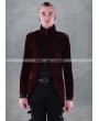 Pentagramme Wine Red Long Sleeves Mens Gothic Coat