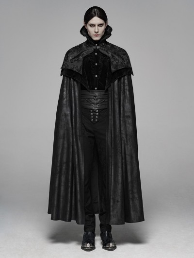 Punk Rave Black Noble Gothic Vampire Long Cloak for Men