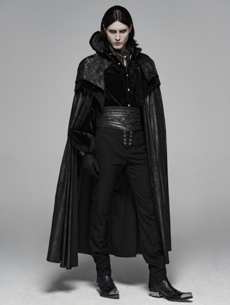 Punk Rave Black Noble Gothic Vampire Long Cloak for Men - DarkinCloset.com