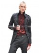 Pentagramme Black High Collar Printed Pattern Gothic Coat for Men