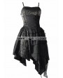 Pentagramme Spaghetti Straps Black Gothic Dress with Irregular Skirt
