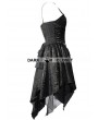 Pentagramme Spaghetti Straps Black Gothic Dress with Irregular Skirt