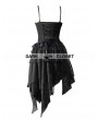 Pentagramme Spaghetti Straps Black Gothic Dress with Irregular Skirt