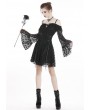 Dark in Love Black Sweet Gothic Off-the-Shoulder Lace Short Dress