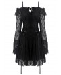 Dark in Love Black Sweet Gothic Off-the-Shoulder Lace Short Dress