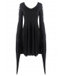 Dark in Love Black Gothic Punk Short Dress with Long Trumpet Hooked Sleeves