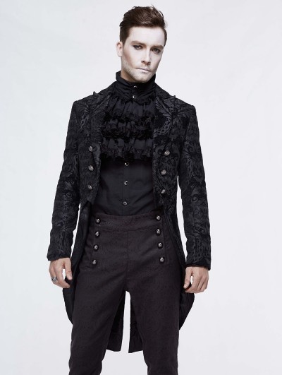 Devil Fashion Black Vintage Gothic Double Breasted Tail Coat for Men