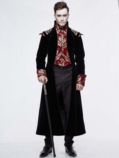 Devil Fashion Black Vintage Gothic Victorian Masquerade Long Tail Coat for Men