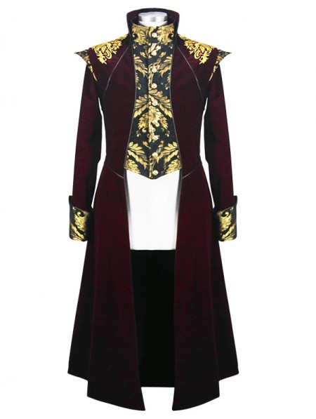 Devil Fashion Red Vintage Gothic Victorian Masquerade Long Tail Coat ...