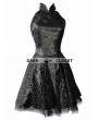 Pentagramme Black Rose Pattern Chinese Cheongsam Style Gothic Dress