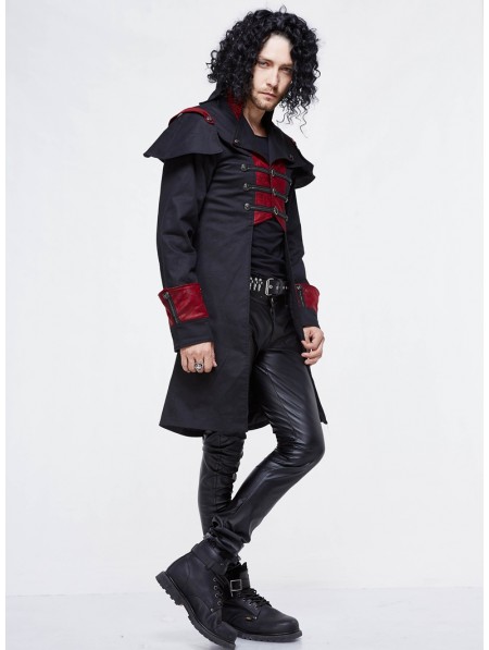 Devil Fashion Black and Red Gothic Military Cape Jacket for Men ...