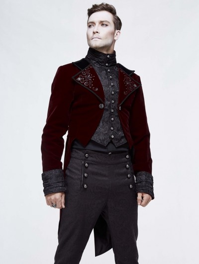 Devil Fashion Red Vintage Gothic Masquerade Party Tail Coat for Men