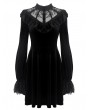 Dark in Love Black Gothic Lolita Long Sleeve Velvet Short Dress