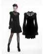 Dark in Love Black Gothic Lolita Long Sleeve Velvet Short Dress