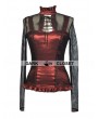 Pentagramme Wine Red High Collar Net Sexy Gothic T-Shirt for Women 