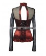 Pentagramme Wine Red High Collar Net Sexy Gothic T-Shirt for Women 