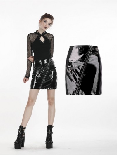 Dark in Love Black Gothic Punk PU Daily Short Skirt