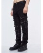 Devil Fashion Black Gothic Punk Hole Long Jeans for Men