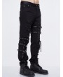 Devil Fashion Black Gothic Punk Hole Long Jeans for Men