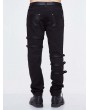 Devil Fashion Black Gothic Punk Hole Long Jeans for Men