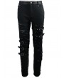 Devil Fashion Black Gothic Punk Hole Long Jeans for Men